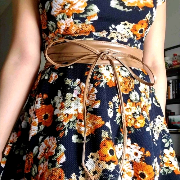 Womens Brown vegan leather corset wide tie waist boho cinch wrap obi belt - Picture 3 of 16